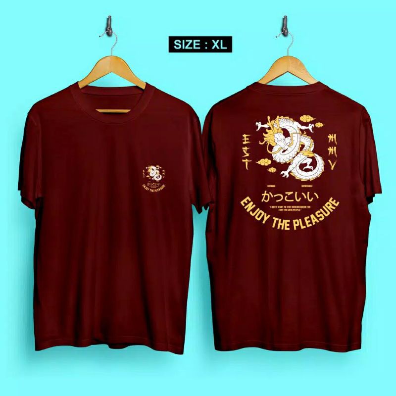 Fourfashion  - Kaos Pria / Kaos Distro DRAGON ENJOY Maroon CN3354