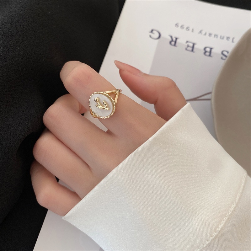 Korean Vintage Pearl Flower Ring High Sense Opening Adjustable Ring