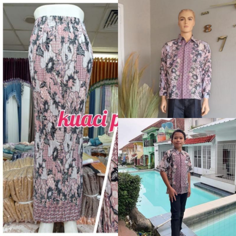 COUPLE BATIK / SARIMBIT BATIK / BATIK KEBAYA / SERAGAM KELUARGA / COUPLE BATIK KUACI PINK