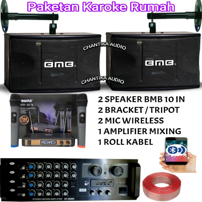 Speaker bmb 10 inch ampli bluetooth Paket Karaoke Home theater bergaransi 3 tahun