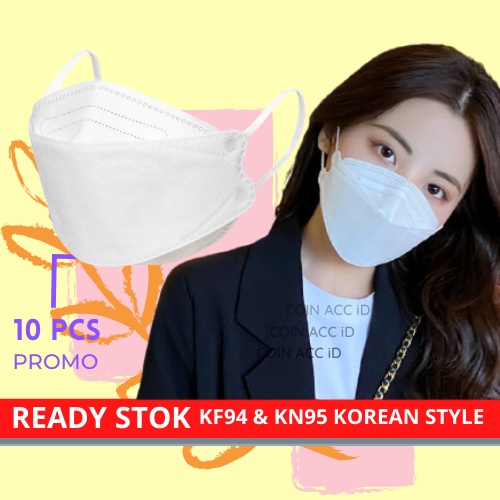 [KOIN] MASKER 4D KF94 KOREAN STYLE evo 4 ply / 4 lapis PREMIUM - warna putih hitam 1 pack isi 10pcs