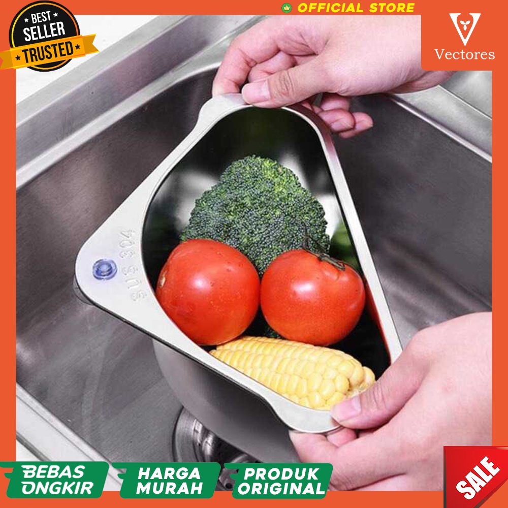 [ORIGINAL] Rak Tempat Pengering Saringan Dry Basket Triangle Kitchen Holder Wastafel Sisah Makanan Food Residue