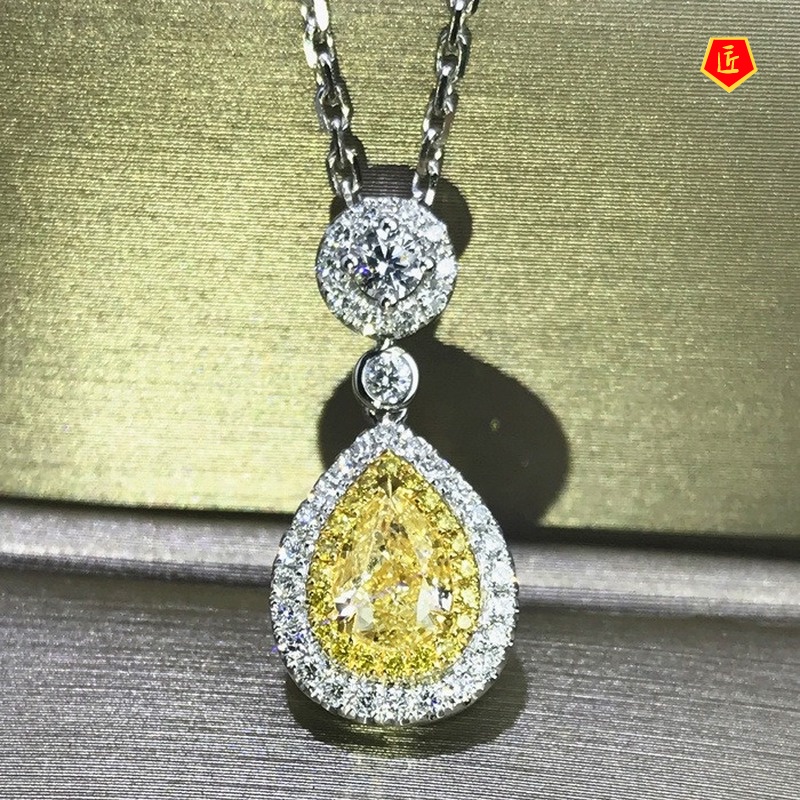 [Ready Stock]Luxury Group Zircon-Inlaid Pendant Citrine Pink Diamond Necklace for Women