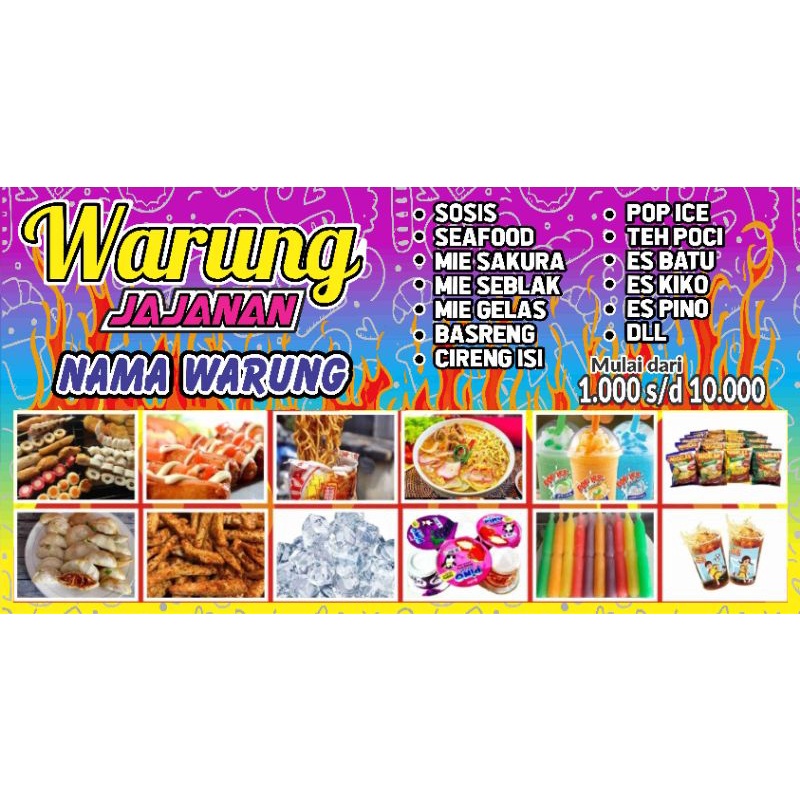 SPANDUK WARUNG | SPANDUK ANEKA JAJANAN | ANEKA SOSIS
