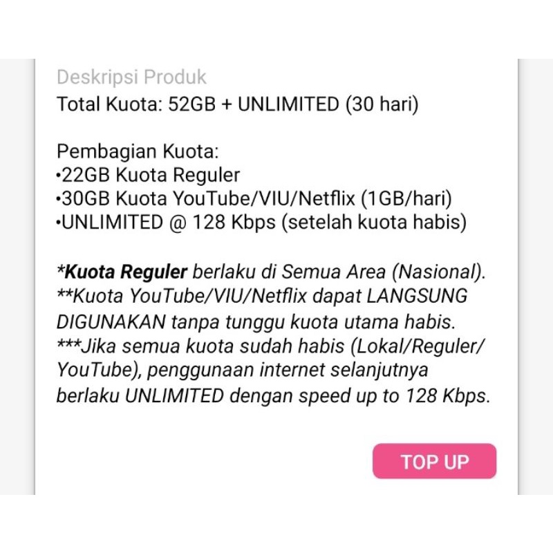 Kuota 3 52gb / kuota tri 52gb / kuota three 52gb