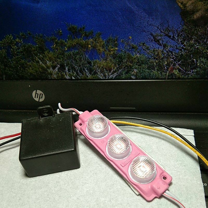 MODUL LAMPU LED KILAT/BLITZ PESAWAT 12 VOLT +LAMPU LED 3 MATA PINK