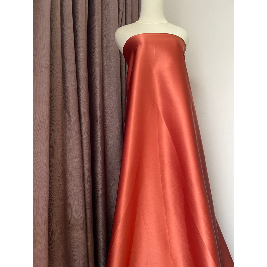 Bahan Kain Satin Velvet Premium Warna Rose Bronze Terracota Terakota Furing Kebaya Bridesmaid