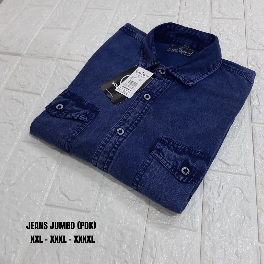 Kemeja Pria / Kemeja Levis Jeans Lengan Pendek Jumbo, Kemeja Atasan Pria M L XL XXL 3XL 4XL