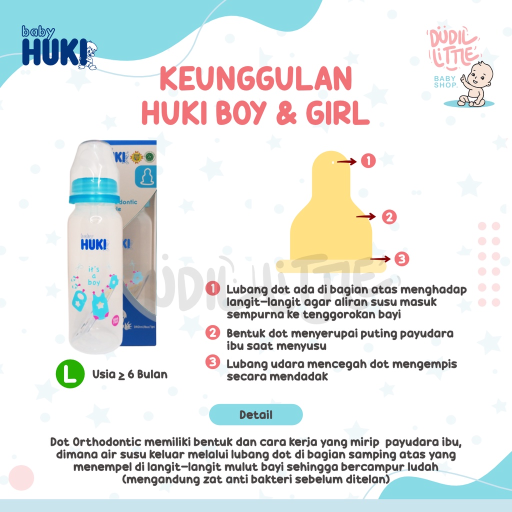 Botol Huki susu dot gepeng orthodontic Karakter Animal + Box BPA Free 120ml 240ml 100% Garansi