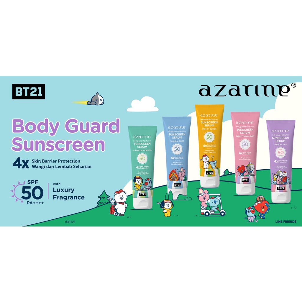 AZARINE X BT21 BODY GUARD  MOISTURIZER SUNSCREEN SERUM 100ML