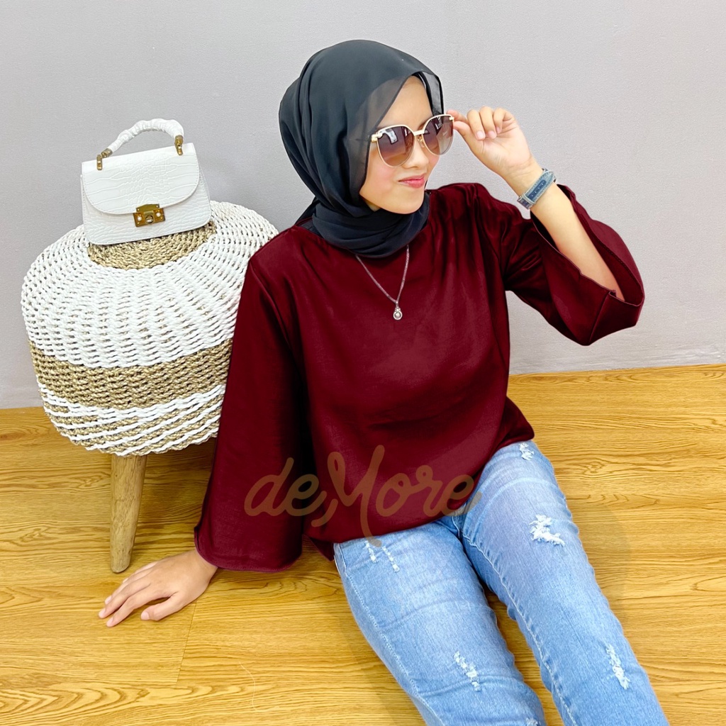 ATASAN WANITA BLOUSE WANITA ZIVA TOP ONECK POLOS DEMORE