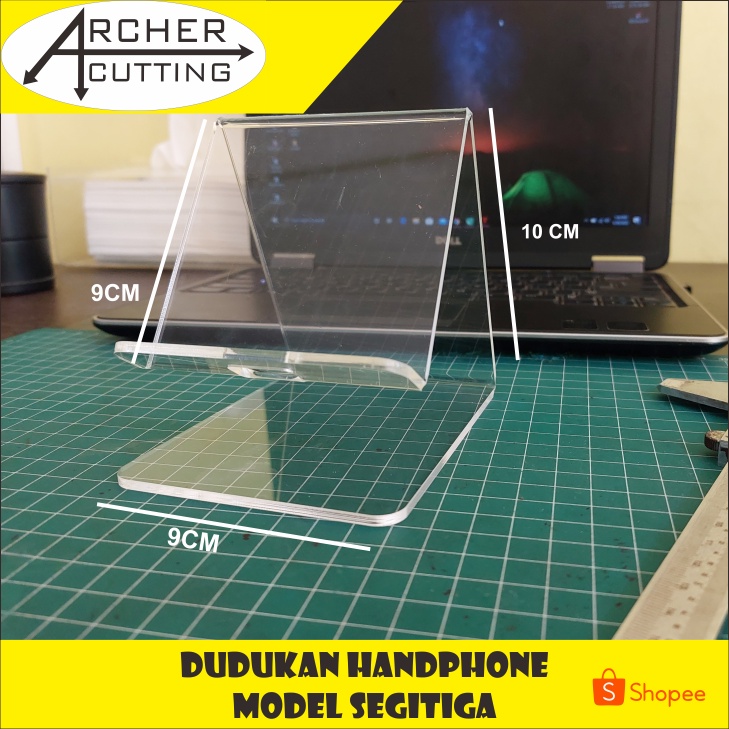 STAND HP DUDUKAN HANDPHONE PHONE HOLDER AKRILIK TIPE SEGITIGA