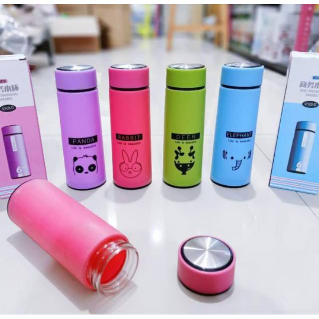 BOTOL KACA LIFE KARAKTER 500ML / BOTOL KACA GLASS ANIMAL / WATER CUP ANIMAL 500ML