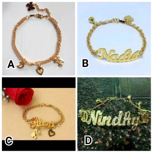 Gelang Nama lapis emas asli