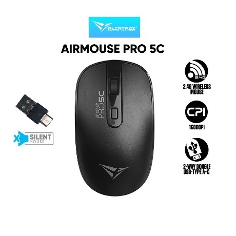Alcatroz AirMouse Pro 5C Wireless 2.4G Silent Optical Mouse 1600 CPI [Product of Singapore]