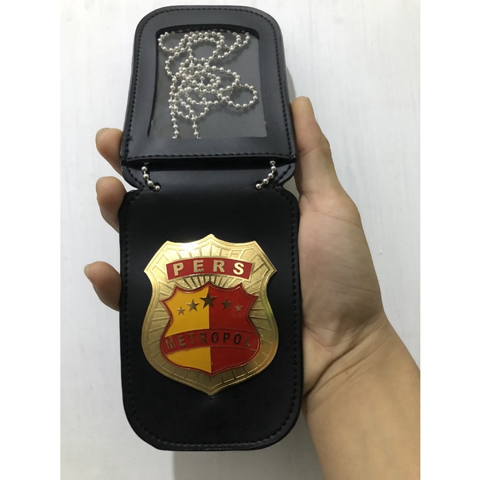 

d0r40r Name Tag Id Card Dompet Kalung Lencana Kta Pers Metropol Kulit Premium Rg05T0