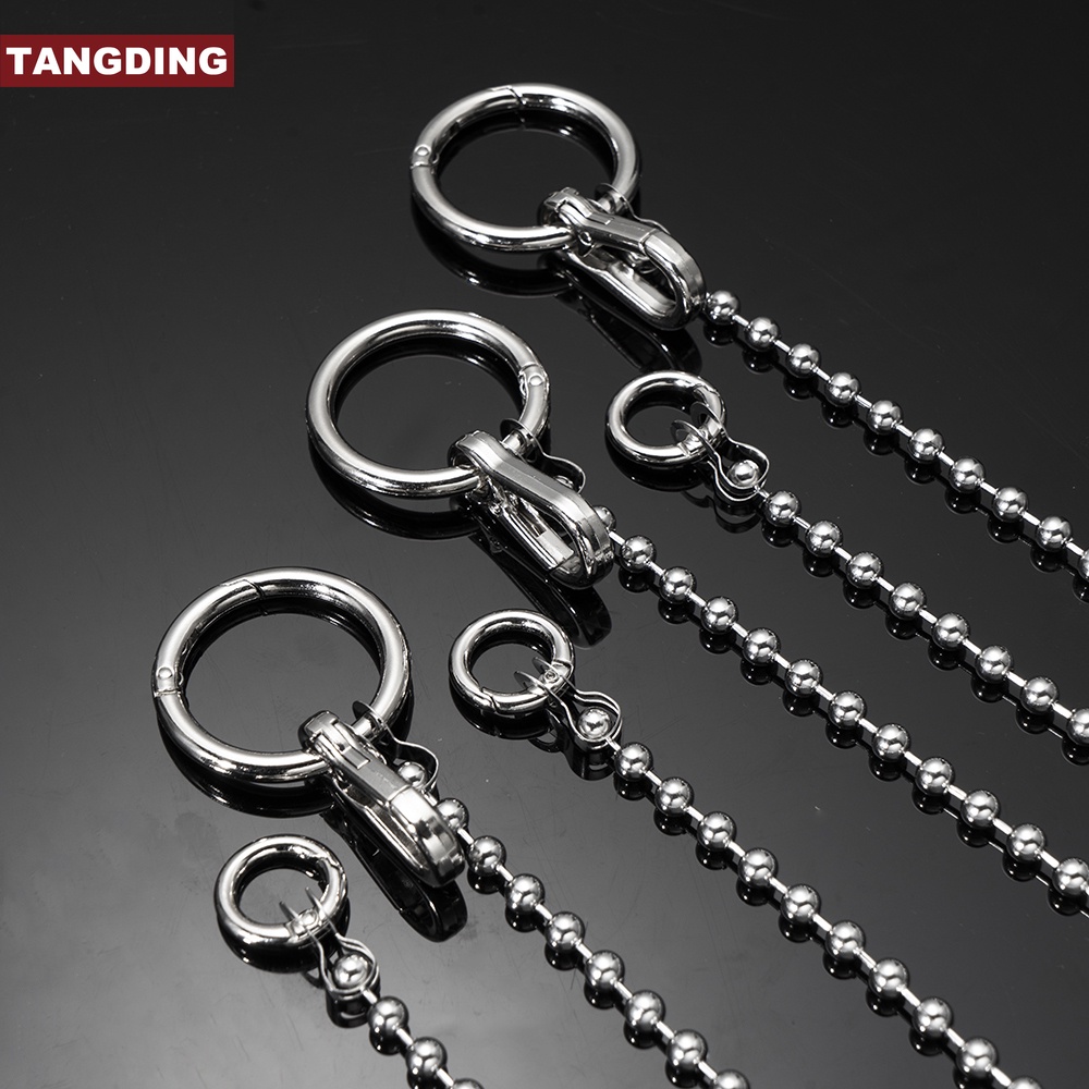 【COD Tangding】Punk Hip-hop Trendy Stainless Steel Belt Key Chain Waist Pants Round Bead Chain Jeans Long Metal Clothing Accessories Jewelry