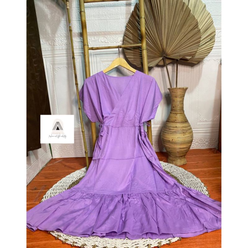 Daster Kimono Pendek || Daster Kimono Ruffle || Daster Kimono Polos || Dress Kimono || Daster ||-Lilac