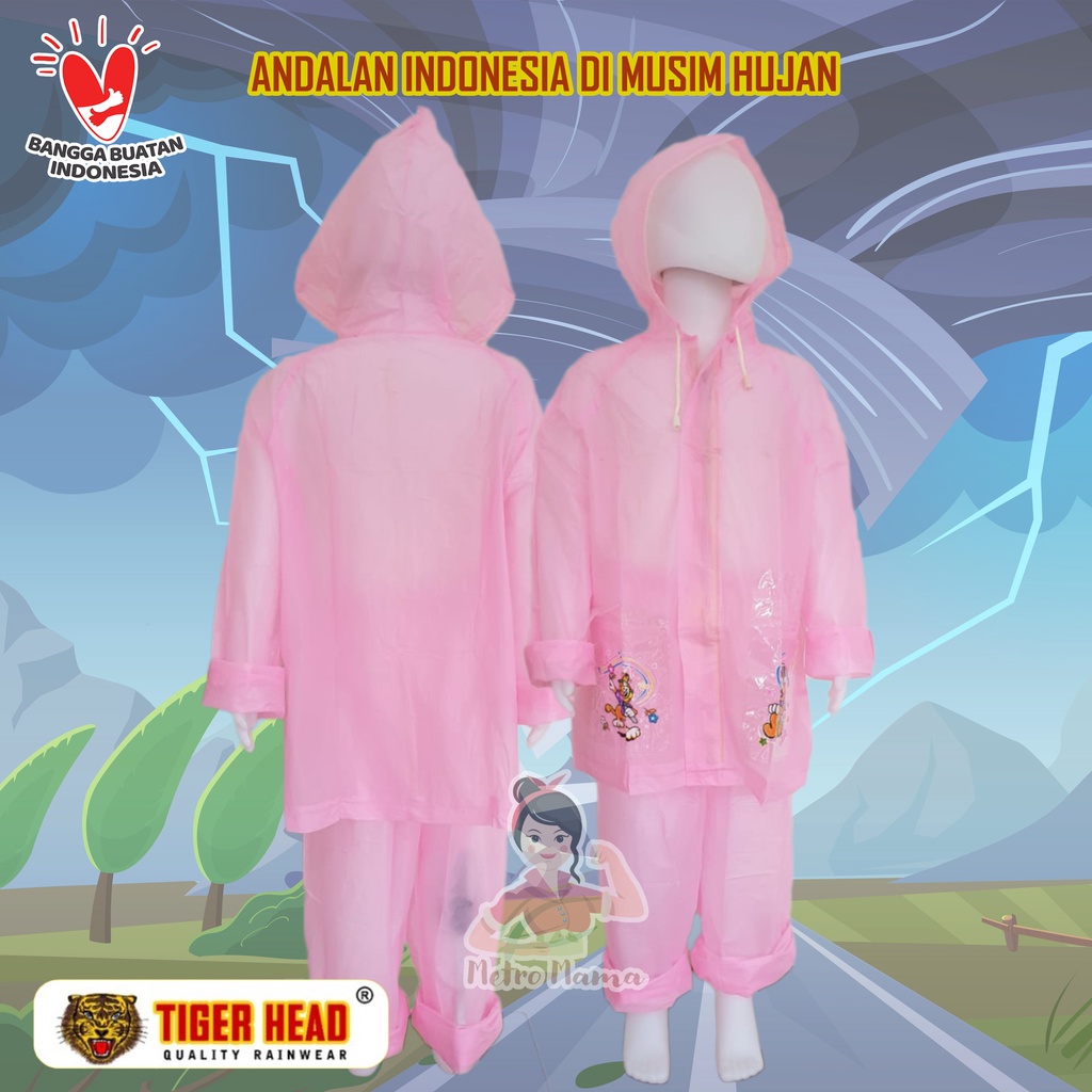 Jas hujan anak Tiger Head Trendy 68335 Mantel Raincoat Murah