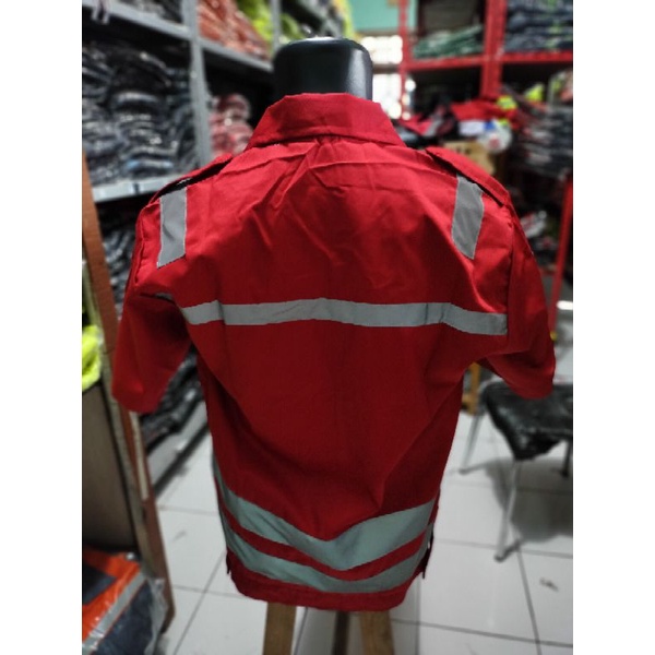 LENGAN PENDEK SERAGAM SAFETY MERAH SCOTLIGT DOBLE