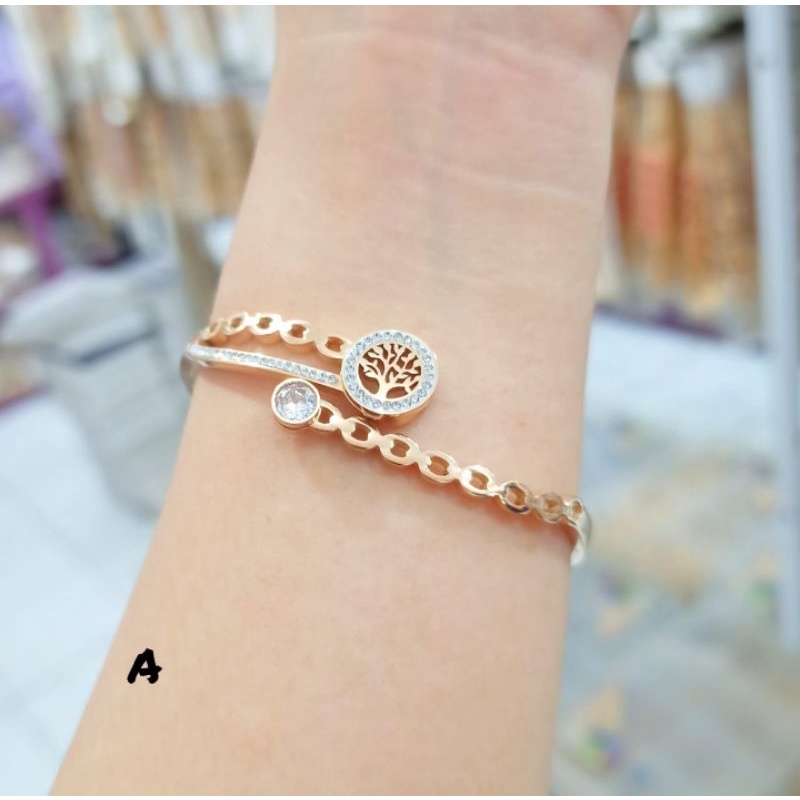 Gelang BANGKOK TITANIUM fashionable RoseGold perhiasan Anti Karat&amp;Anti Luntur elok menawan