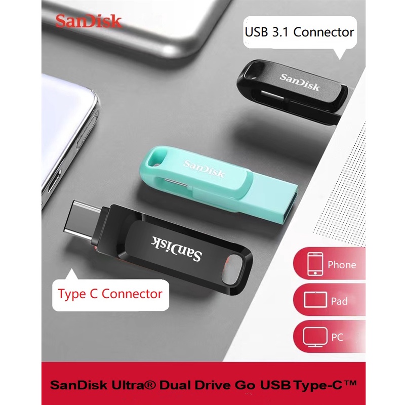 FLASHDISK OTG USB TYPE C 32GB/64GGB/128GB/256GB FLASH DRIVE ULTRA DUAL USB 3.1