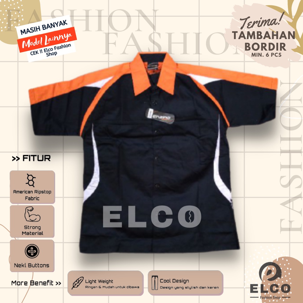 Baju seragam kerja kemeja lengan pendek baju pdh hitam tyt orange putih seragam kantor kemeja kombin