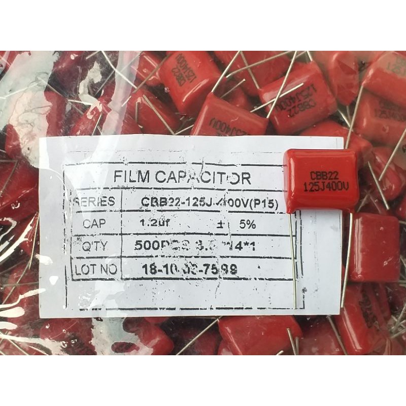 CBB22 125J kapasitor 1.2 MF 400V milar CBB22125J mylar film capacitor