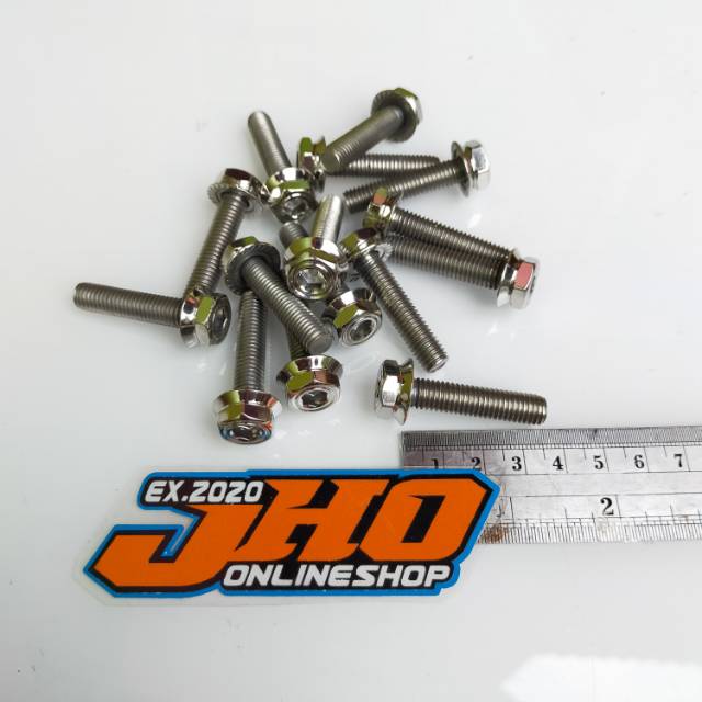 BAUT PROBOLT STENLIS 2 KUNCI 10X35 DRAT 14 PANJANG 3.5CM BAUT PROBOLT SHOCKBREAKER