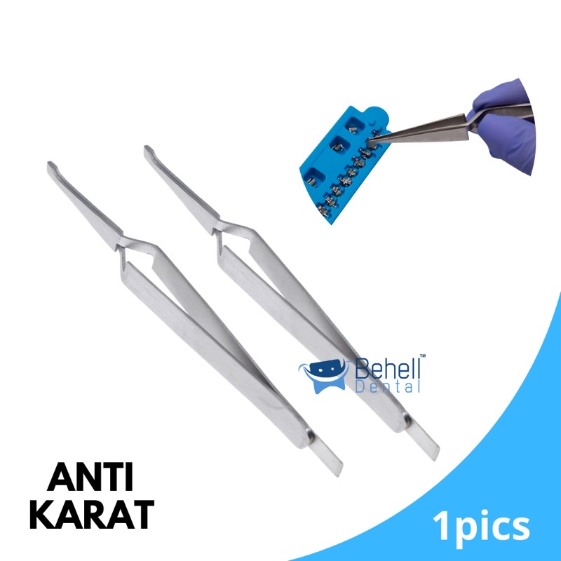 BEHELLDENTAL - PINSET  ORTHO BRACKET HOLDER BEHEL -  TWEEZER DENTAL PENJEPIT JEPITAN JEPIT SS STAINLESS STEEL - INSTRUMENT INSTRUMEN DOKTER GIGI ANTI KARAT ORIGINAL