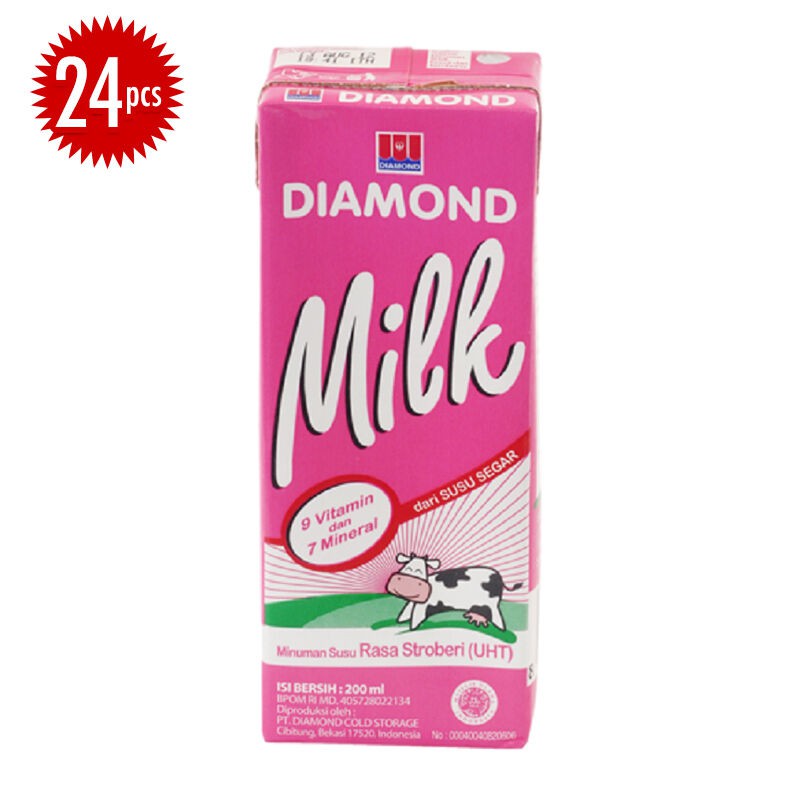 

Susu DIAMOND MILK UHT Strawberry Karton 200ml isi 24 pcs