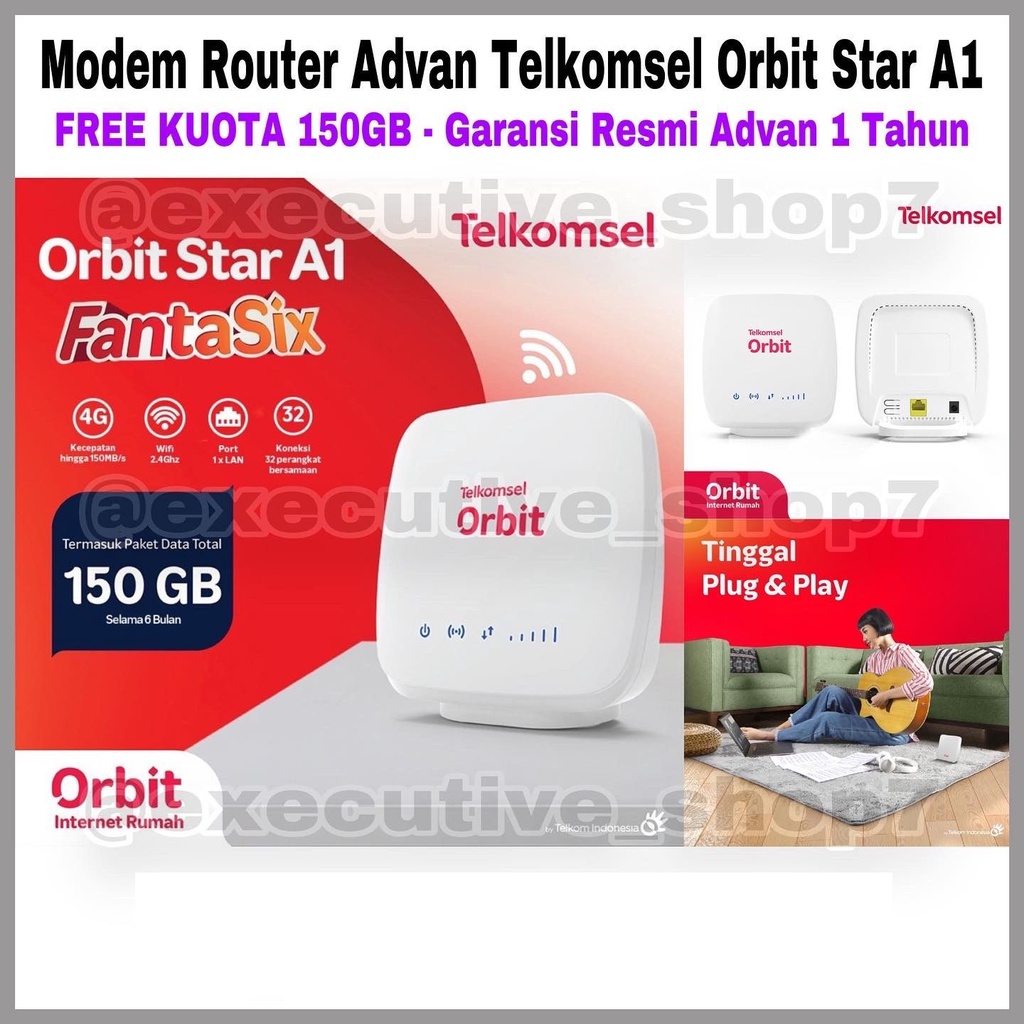 Modem Router Advan Telkomsel Orbit Star A1 FREE KUOTA 150GB - Garansi Resmi Advan 1 Tahun