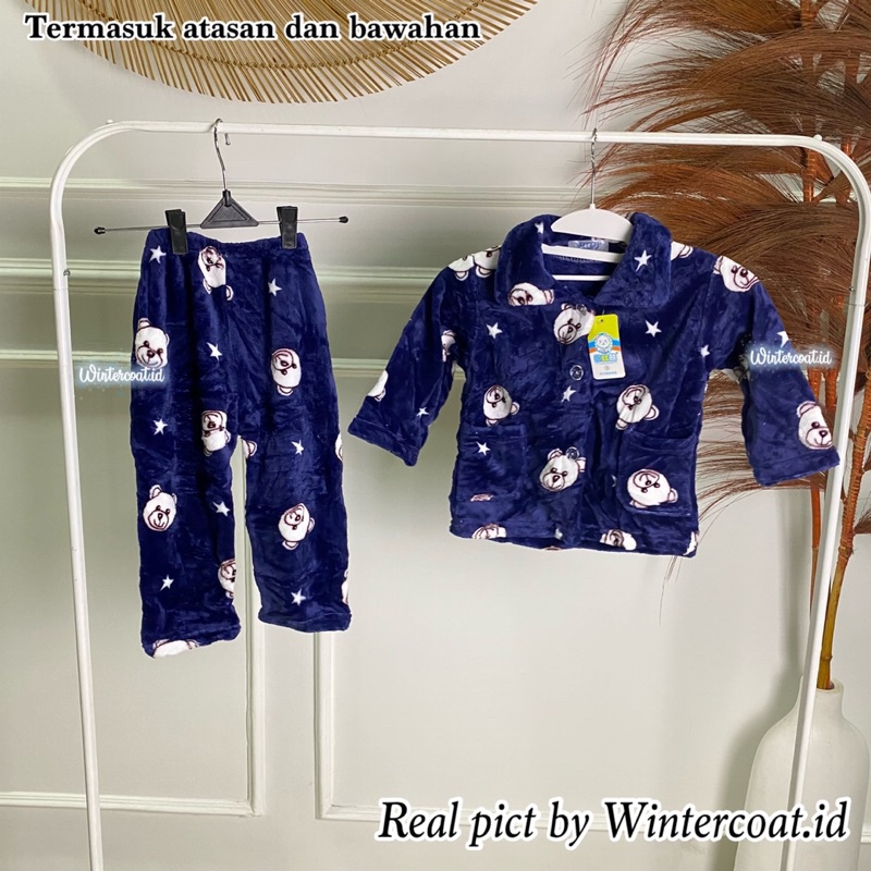 Kids pajamas set import korea piyama hangat anak baju tidur winter musim dingin