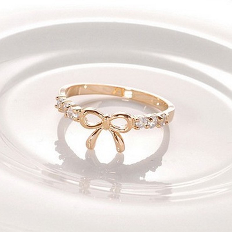 Cincin Bow Perhiasan Gaya Korea Ring Berlian Elegant Murah Wanita Fasion Ring