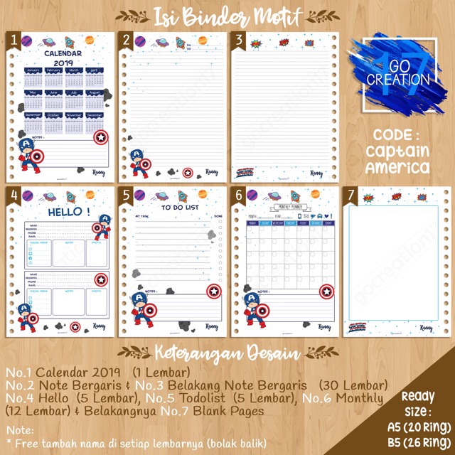Isi Binder Motif Captain America 01