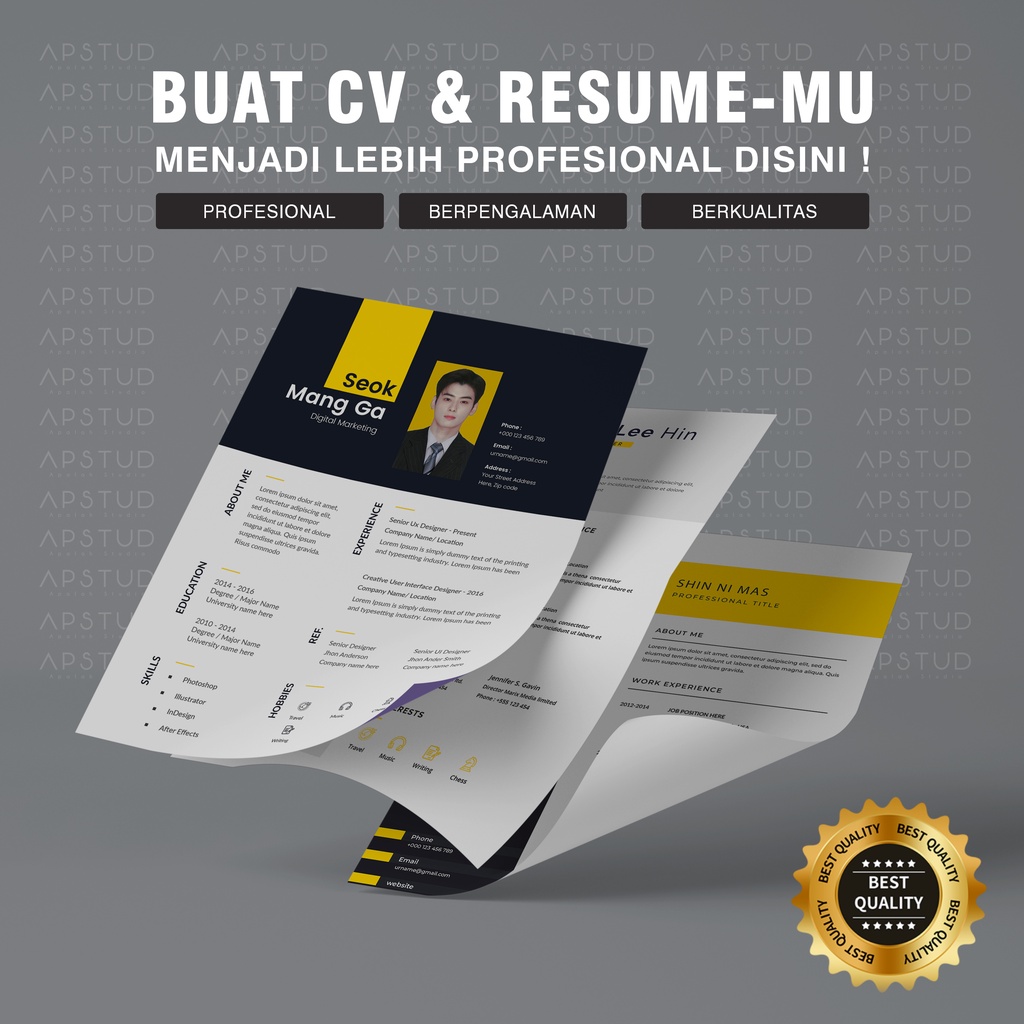 Jasa Desain Pembuatan Bikin CV | Curriculum Vitae | Surat Lamaran Pekerjaan | Portofolio | Resume (S