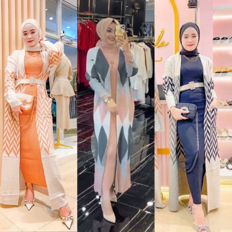 READY STOCK DIZARTY DRESS/DRESS RAJUT SET CARDIGAN/GAMIS RAJUT SET CARDY/GAMIS RAJUT SET CARDYGAN RE
