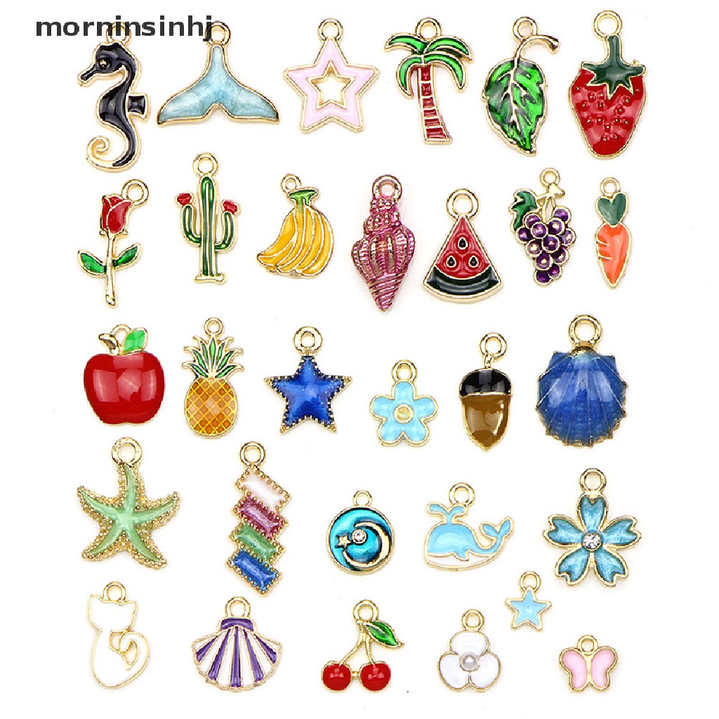 30pcs / set Liontin Enamel Charms Campuran Untuk Membuat Perhiasan