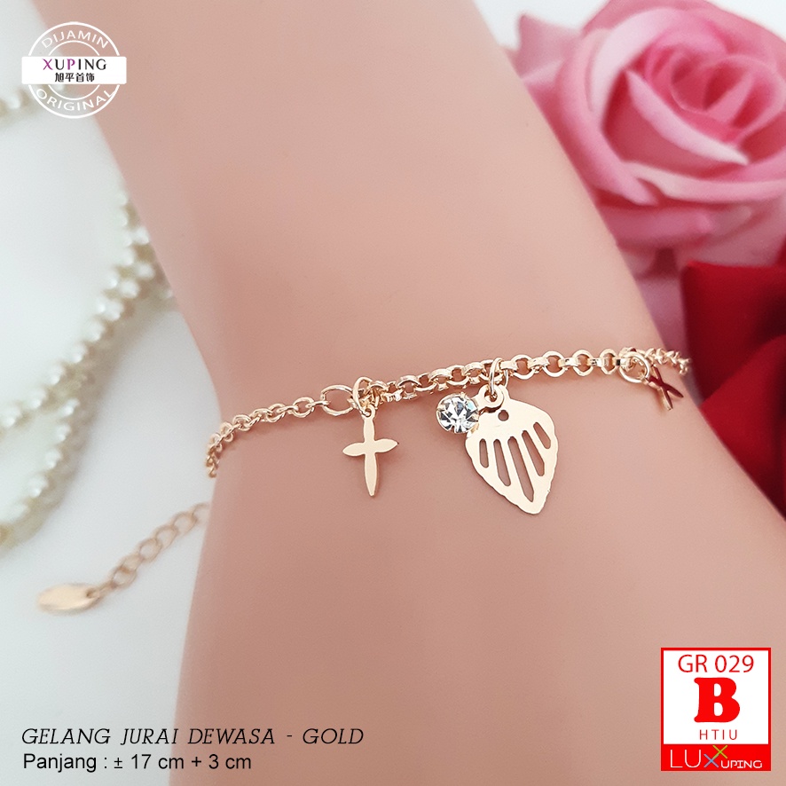 GR 029 Gelang Rohani Kristen Katolik Salib Polos Gelang Salib Tanpa Tubuh Kristus Korpus Gelang Yaxiya Mirip Emas Asli Perhiasan Lapis Emas Imitasi Kado Gelang Murah Luxx Xuping