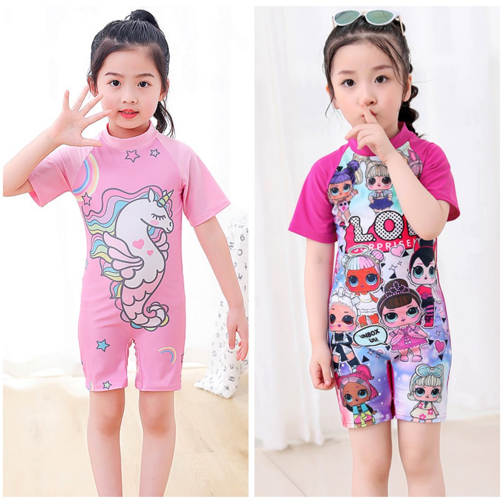 BR2-Baju Renang Import Anak Perempuan Pendek Karakter