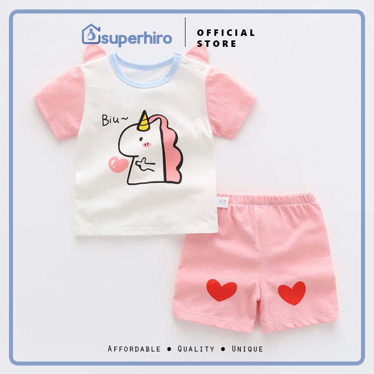 Baju Pakaian Bayi Setelan Pendek 3D Baby Premium Cotton Boy Girl