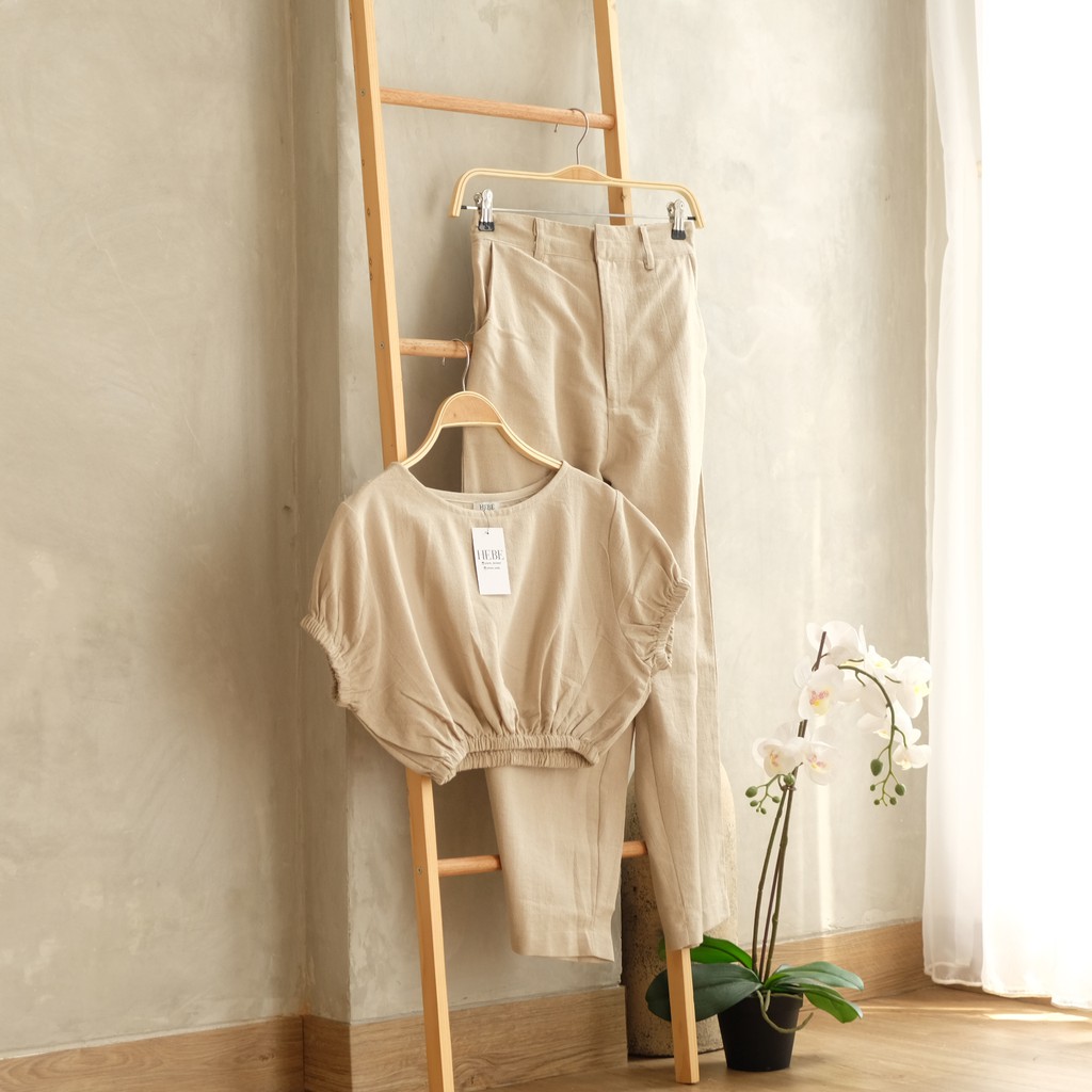 Renee Set - Atasan Celana Setelan Wanita Crop Top