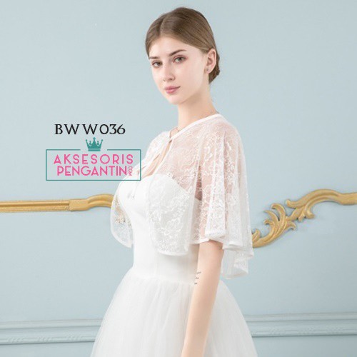 [BISA COD] OUTER WANITA LACE BOLERO PENGANTIN AKSESORIS WEDDING PUTIH BWW036