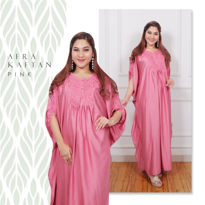 KAFTAN RAISA SATIN SILK PAYET/ GAMIS KAFTAN PESTA PUTIH JUMBO ARFA -
