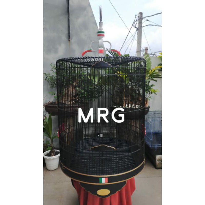 Sangkar Murai MRG Premium Warna Black Doff Jeruji Ros Atas