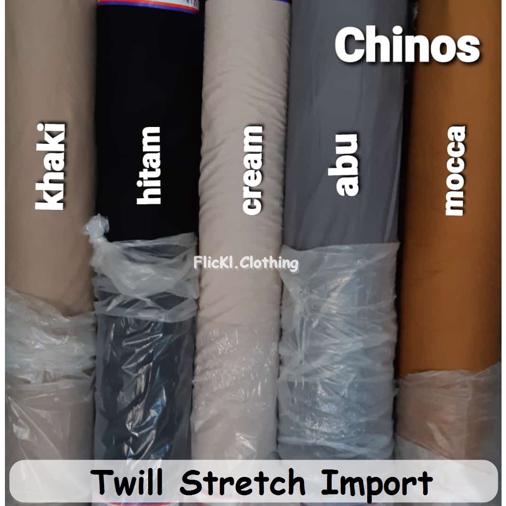 Bahan Kain Twill Stretch Import Twill Import Melar Katun Rollan