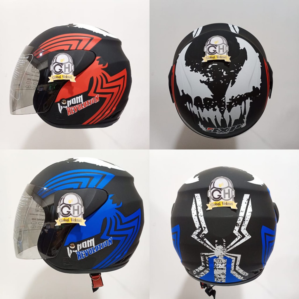 HELM HALF FACE EVOLUTION MOTIF VENOM REVOLUTION MIRIP GM EVO MURAH HELM DEWASA MURAH SNI COD