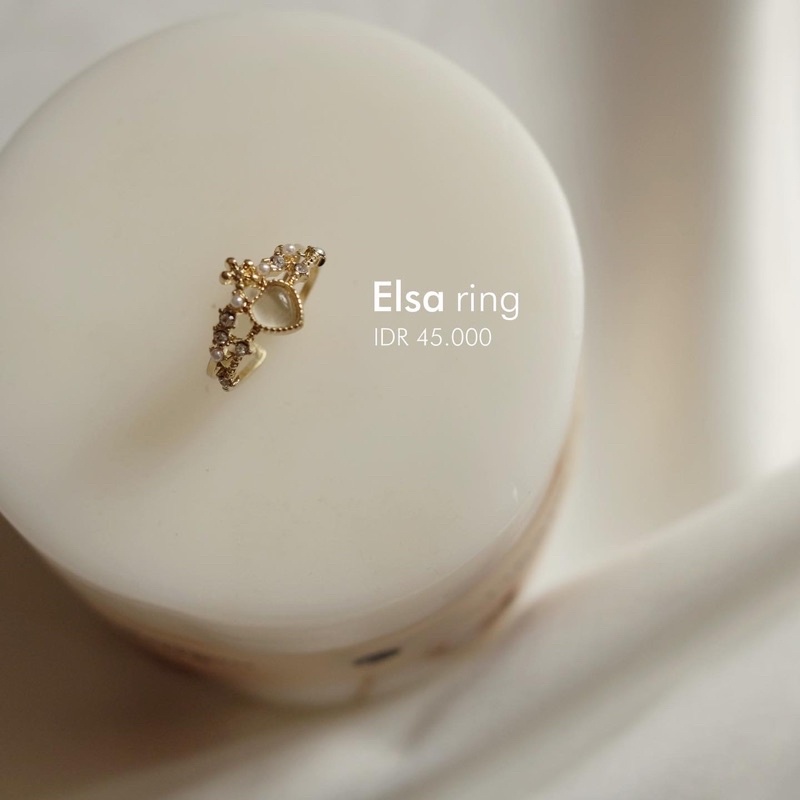 Ark.co - Elsa ring (white &amp; peach &amp; pink) cincin heart hati kristal