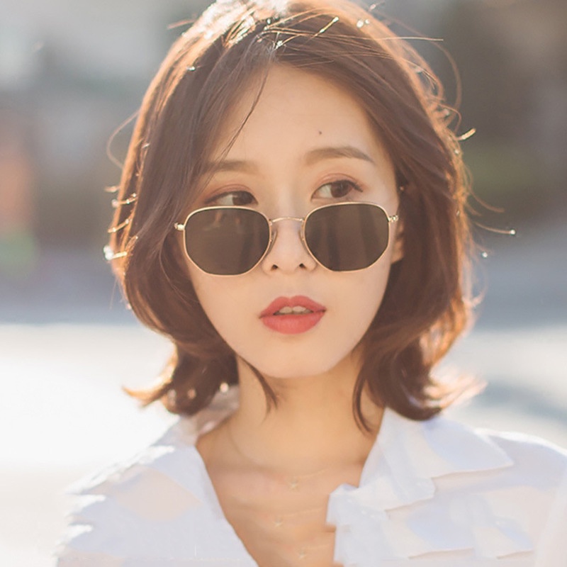 (YUZHU) Bayar di Tempat Korean Ulzzang Retro Square Besi Kacamata Hitam Wanita/Pria Sunglasses