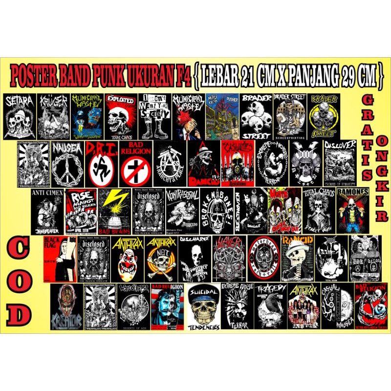 POSTER PUNK,POSTER BAND PUNK,POSTER DINDING,GROSIR POSTER,POSTER KAMAR,POSTER MUSIK,